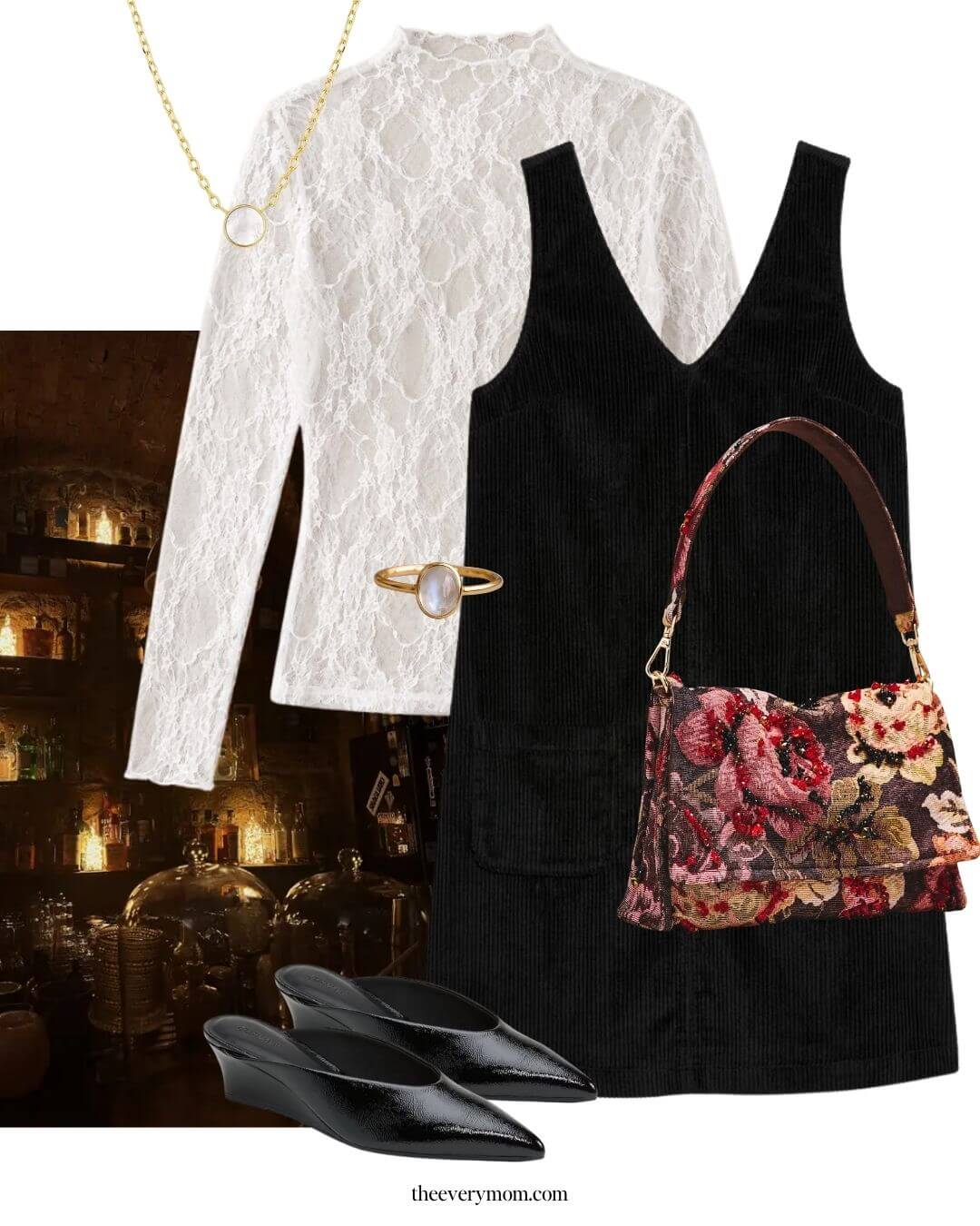 lace top with sleeveless baby doll dress 90s style outfit
